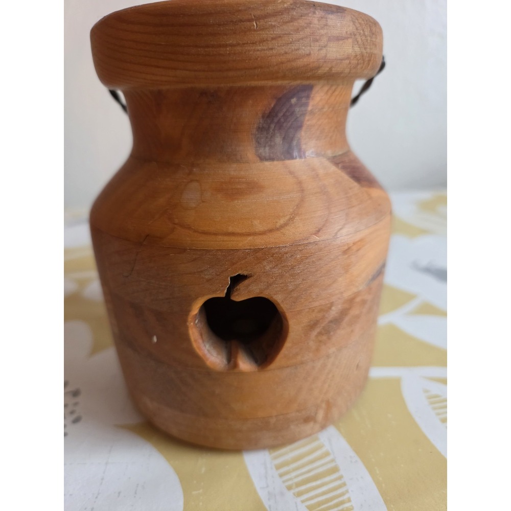 Vtg Primative Wood Vase Jar Handcrafted DSSY Wooden Milk Can Folkart Farmhouse